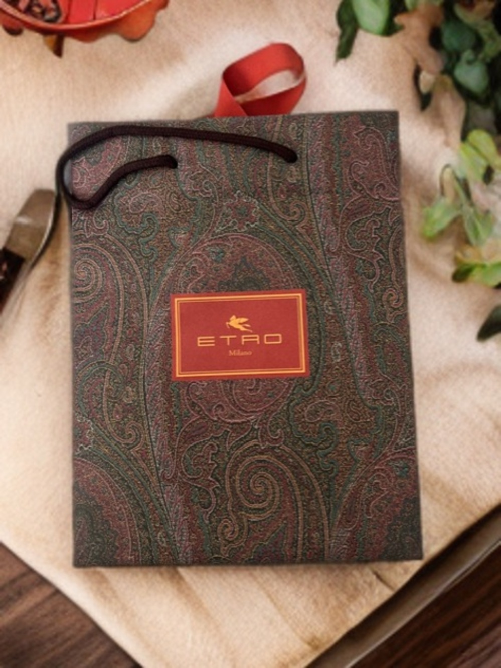Etro Paisley Gift Bag in Burgundy, Teal and Gold